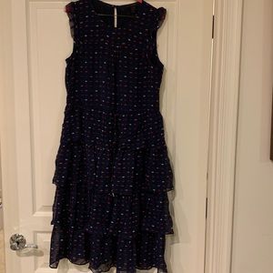 J. Crew Blue Dress with Colorful Lip design